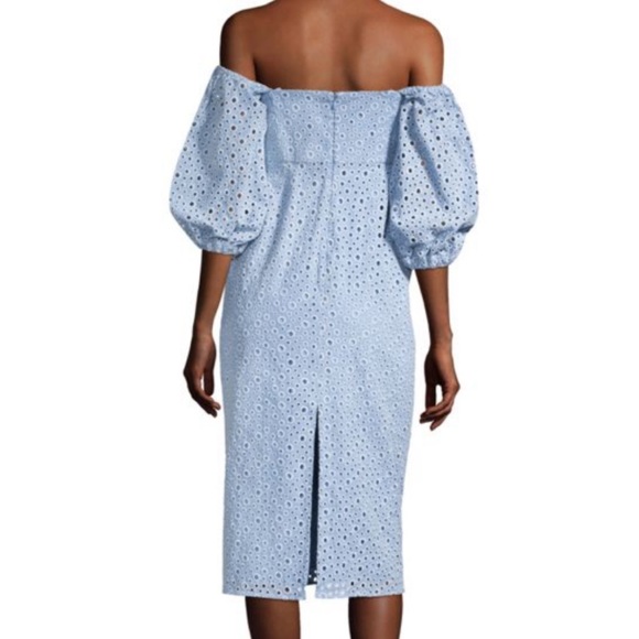Prose & Poetry Sheila off-the-shoulder midi dress in Blue Eyelet, Size Large. - Picture 4 of 9